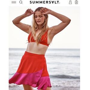 Summersalt The Short Beach to Brunch Coverup Wrap Skirt NEW Size Large Pink